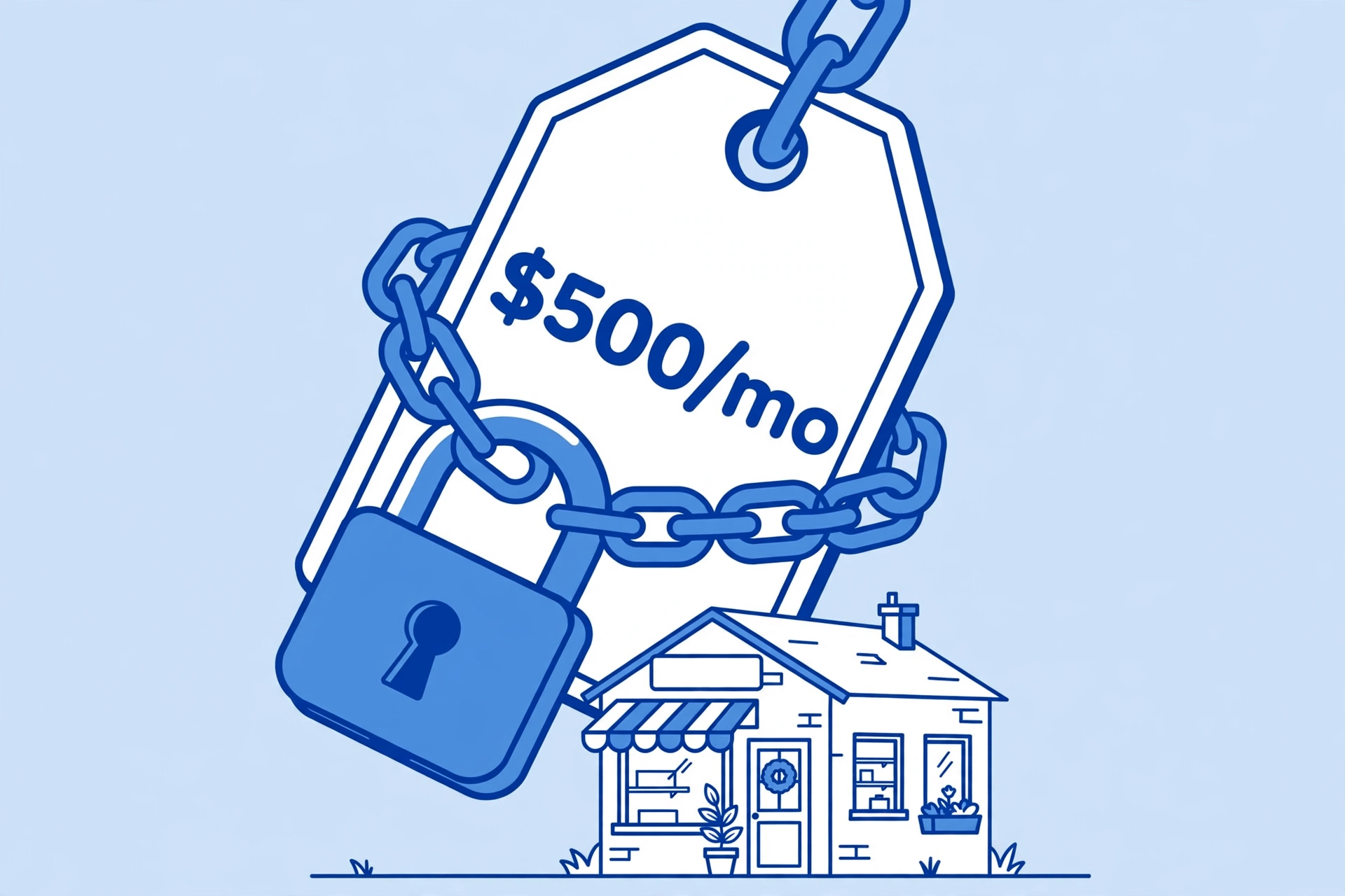 A $500 per month price tag locked with chains